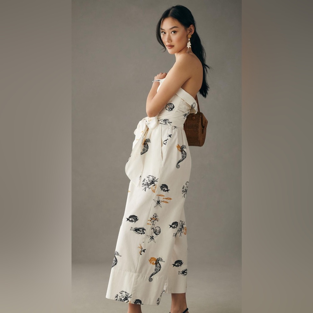 Anthropologie Maeve Strapless Buttondown Wide-Leg Jumpsuit - Picture 4 of 4